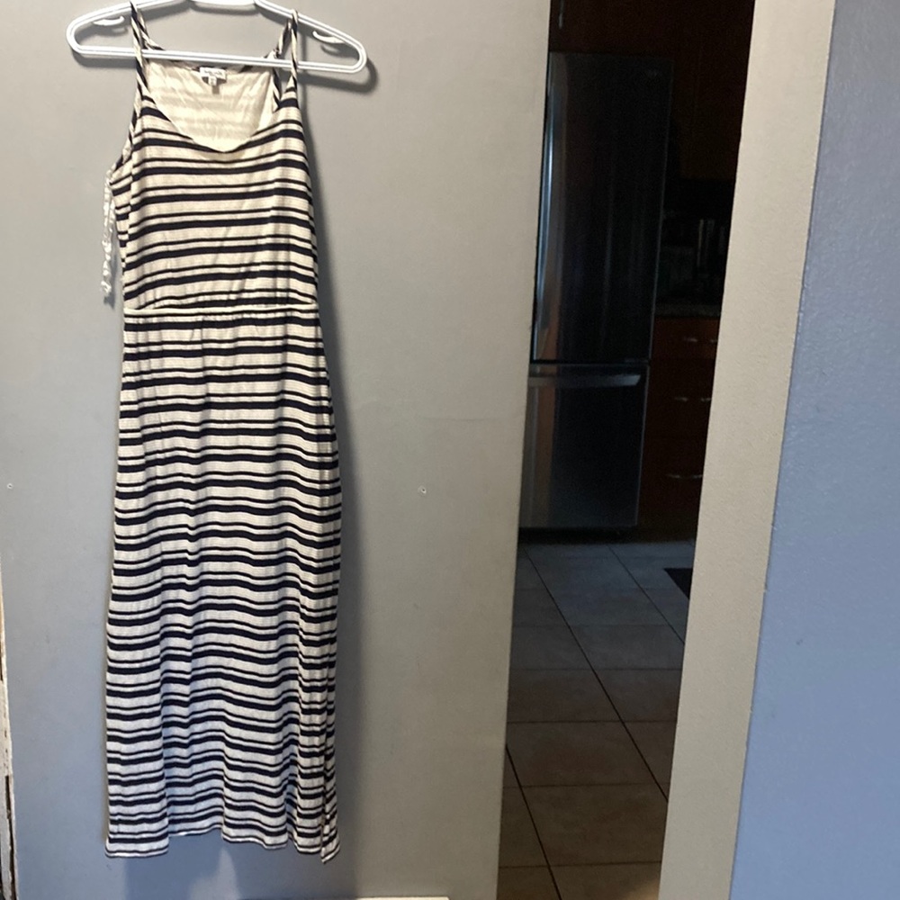 Splendid navy and white long dress dress